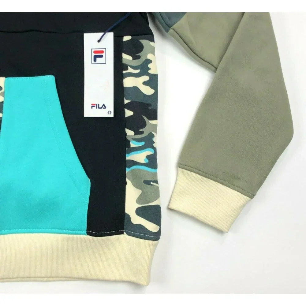 Fila Akeem Hoodie Sweatshirt Mens 2XL XXL Black Blue Camouflage Camo Pullover - Picture 5 of 11